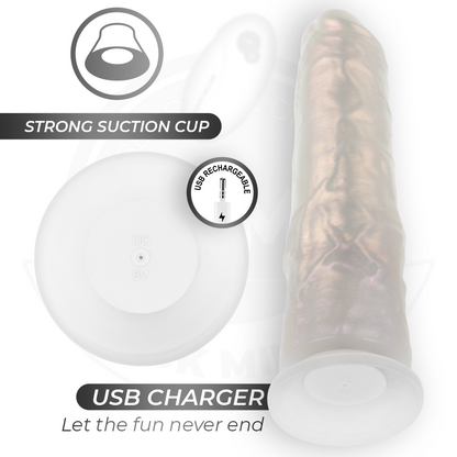 Dildo con ventosa, luci e vibrazione con telecomando bianco 21,5 cm, immagine 6