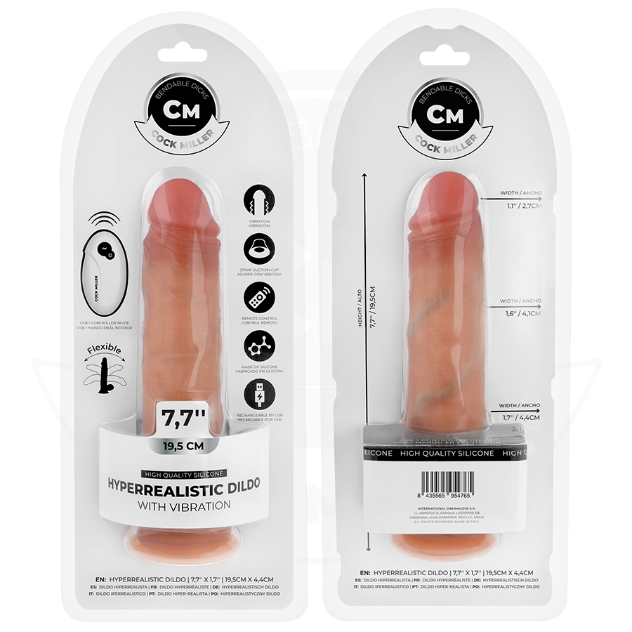 Dildo realistico con ventosa e vibrazione telecomando 19,5 cm, immagine 8