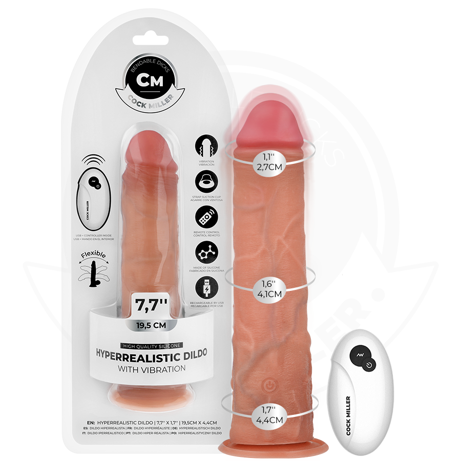 Dildo realistico con ventosa e vibrazione telecomando 19,5 cm