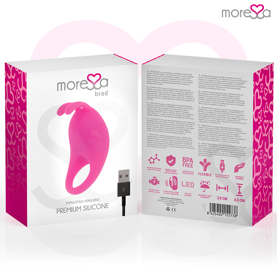 Sex toy brad premium silicone ricaricabile rosa di Moressa, immagine 7