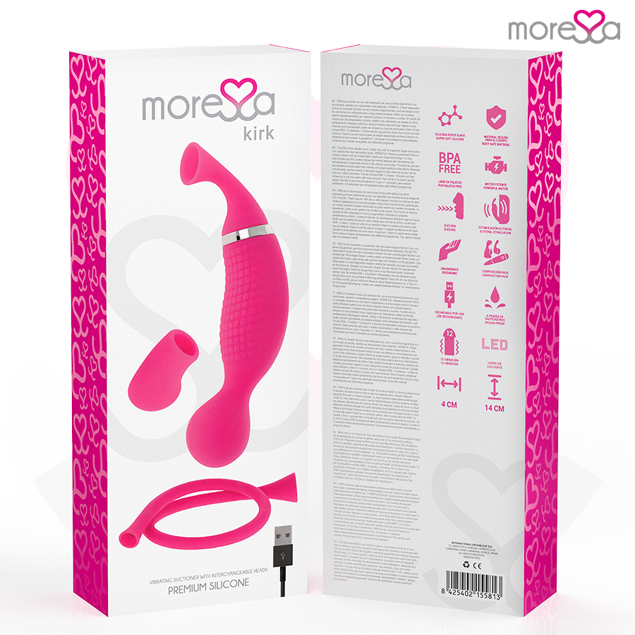Succhia clitoride Kirk duo e massaggiatore Multi-performance in silicone premium ricaricabile di Moressa, immagine 7