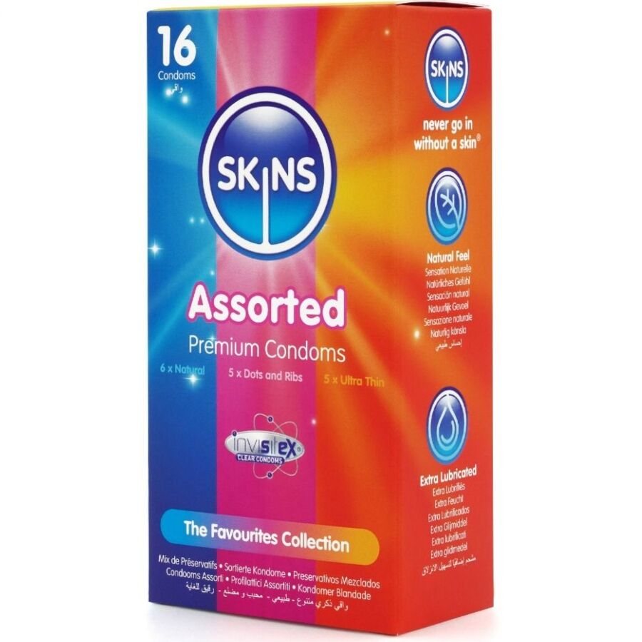 Preservativi confezione Assortita di premium conservanti 16 pezzi di Skins, immagine 2