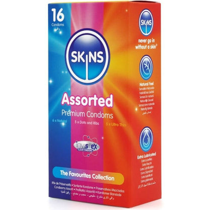 Preservativi confezione Assortita di premium conservanti 16 pezzi di Skins, immagine 2