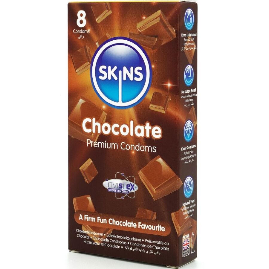 Preservativi premium al cioccolato confezione da 8 di Skins, immagine 2