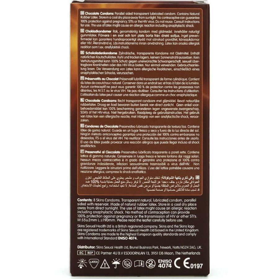 Preservativi premium al cioccolato confezione da 8 di Skins, immagine 4
