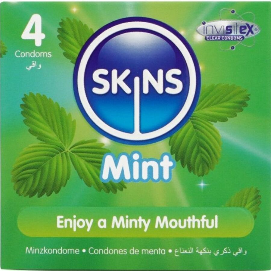 Preservativi premium alla menta confezione da 4 di Skins