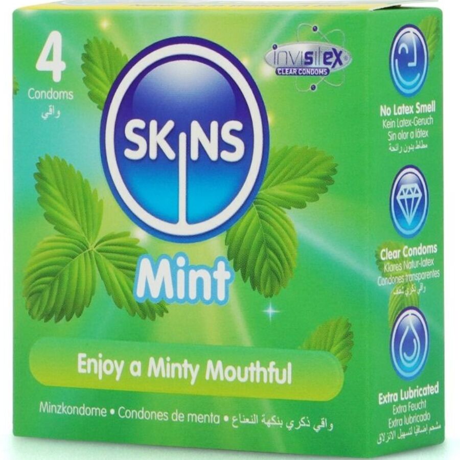 Preservativi premium alla menta confezione da 4 di Skins, immagine 2