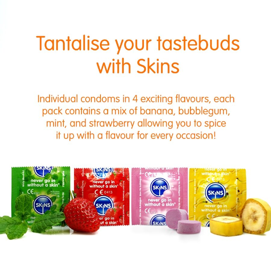 Preservativi Multigusto premium confezione da 4 di Skins, immagine 3