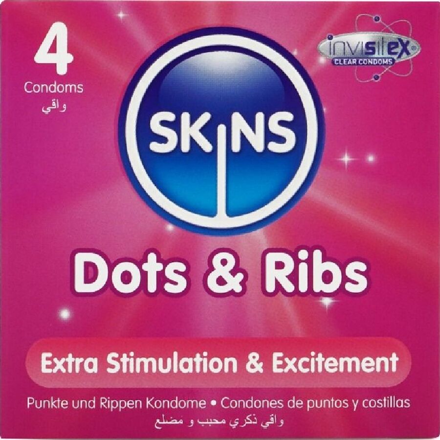 Dots & ribs premium Condoms confezione da 4 di Skins