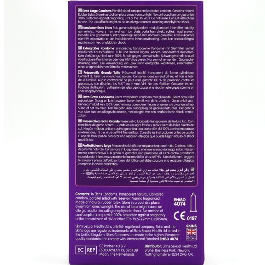 Preservativi extra large premium confezione da 16 di Skins, immagine 4