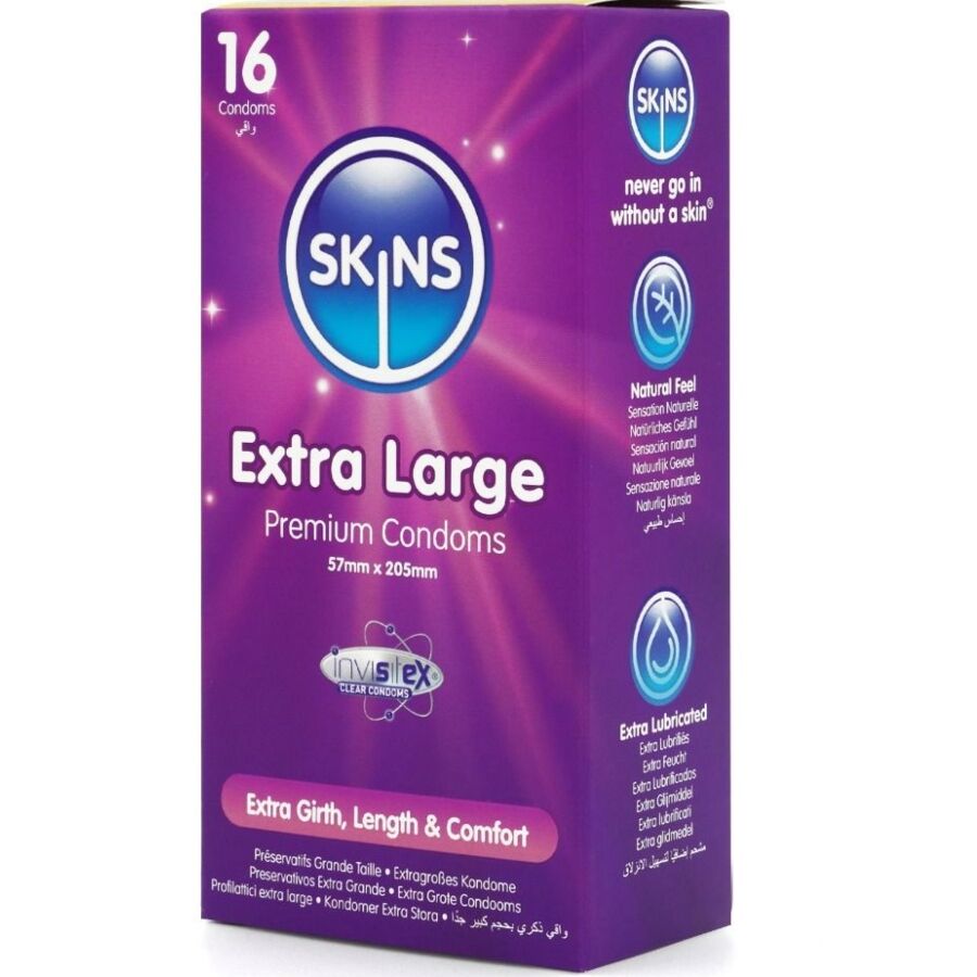 Preservativi extra large premium confezione da 16 di Skins, immagine 2