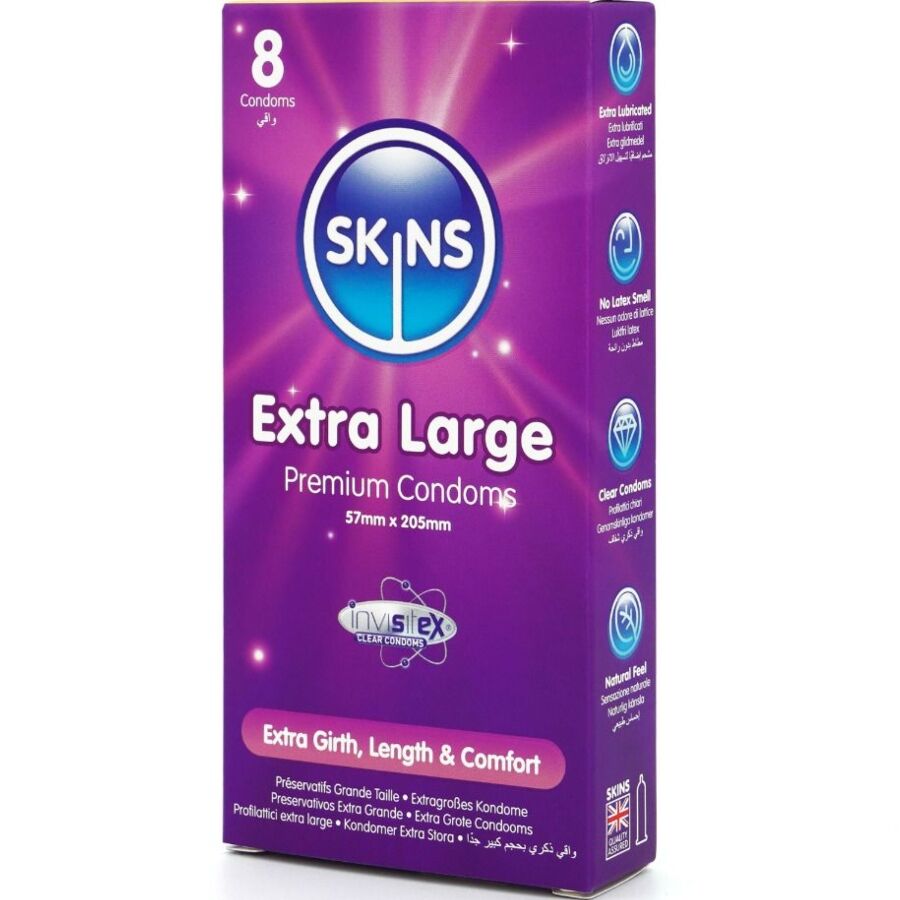 Preservativi extra large premium confezione da 8 di Skins, immagine 2