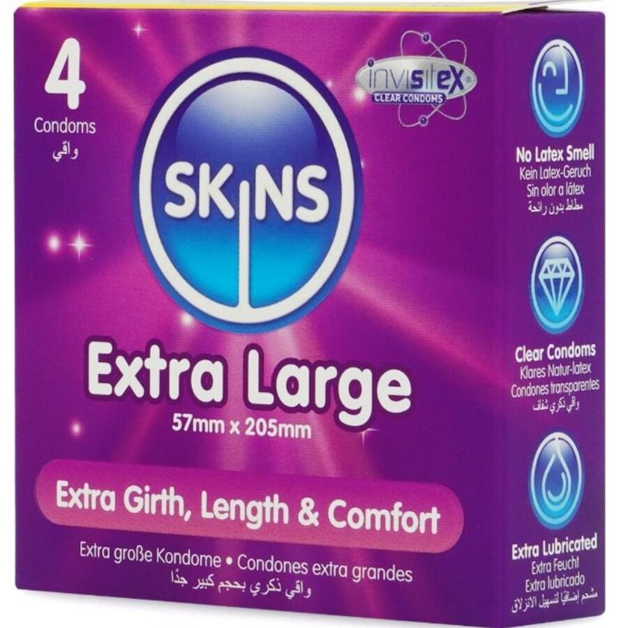Preservativi extra large premium confezione da 4 di Skins, immagine 2