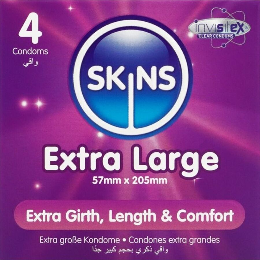Preservativi extra large premium confezione da 4 di Skins