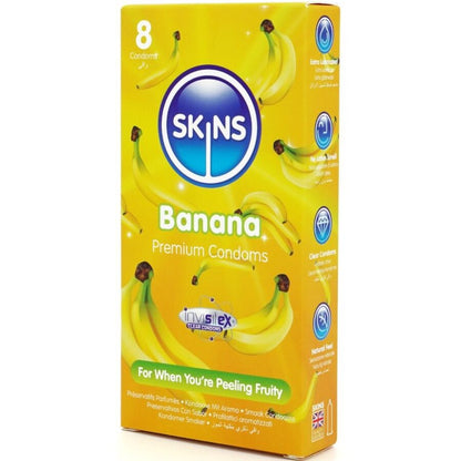 Preservativi banana premium confezione da 8 di Skins, immagine 2