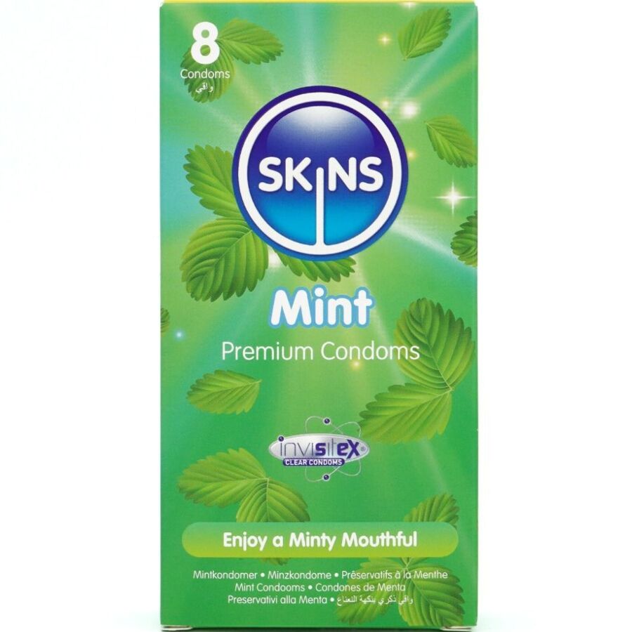 Preservativi premium alla menta confezione da 8 di Skins