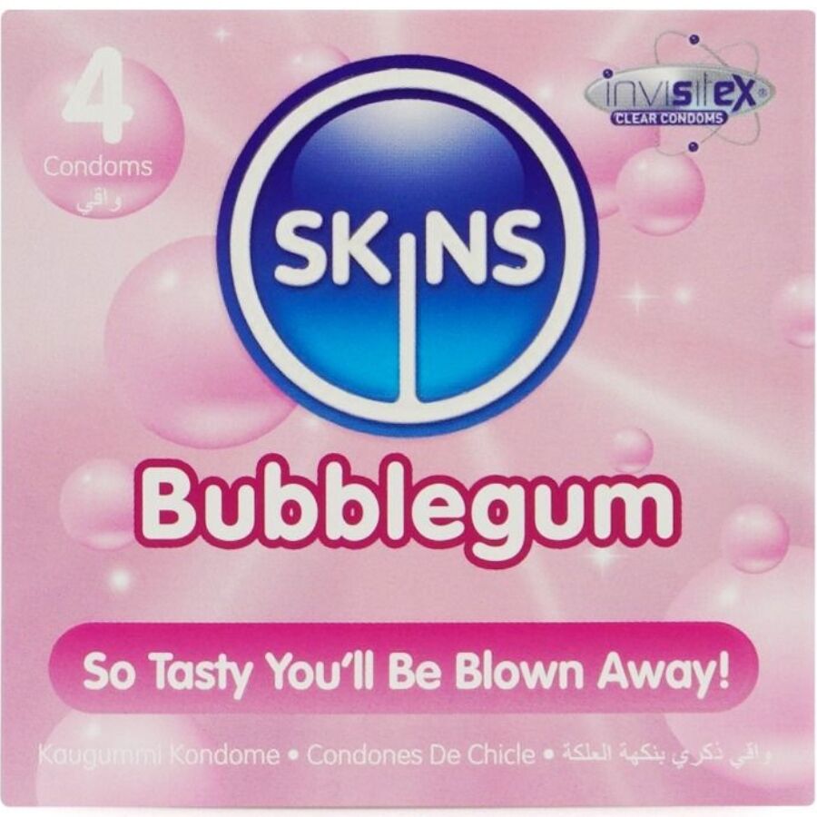 Preservativi bubblegum premium confezione da 4 di Skins