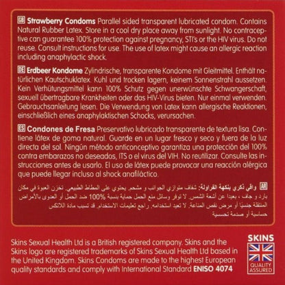 Preservativi premium alla fragola confezione da 4 di Skins, immagine 4