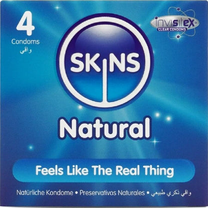 Preservativi naturali premium confezione da 4 di Skins