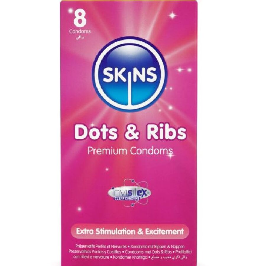 Dots & ribs premium Condoms confezione da 8 di Skins