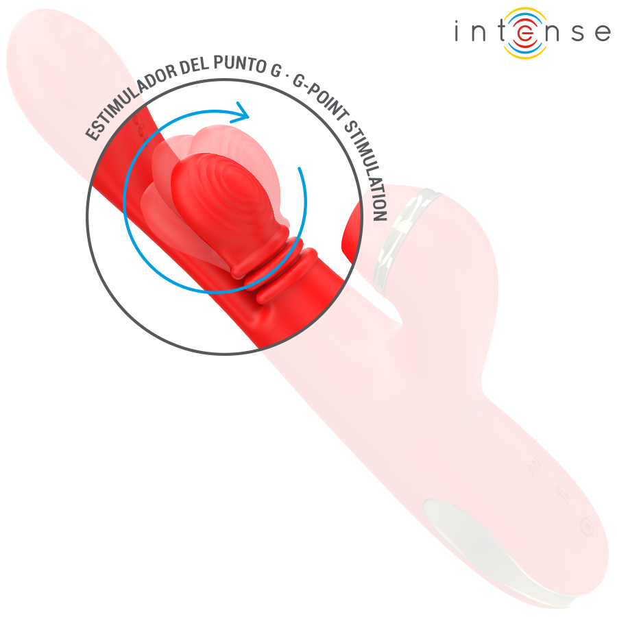Stimolatore clitorideo Katy multifunzione 4 testine intercambiabili rosso di Intense, immagine 5