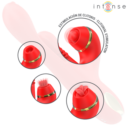 Stimolatore clitorideo Katy multifunzione 4 testine intercambiabili rosso di Intense, immagine 6