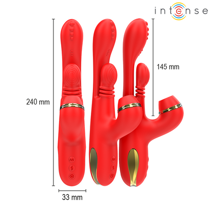 Stimolatore clitorideo Katy multifunzione 4 testine intercambiabili rosso di Intense, immagine 3