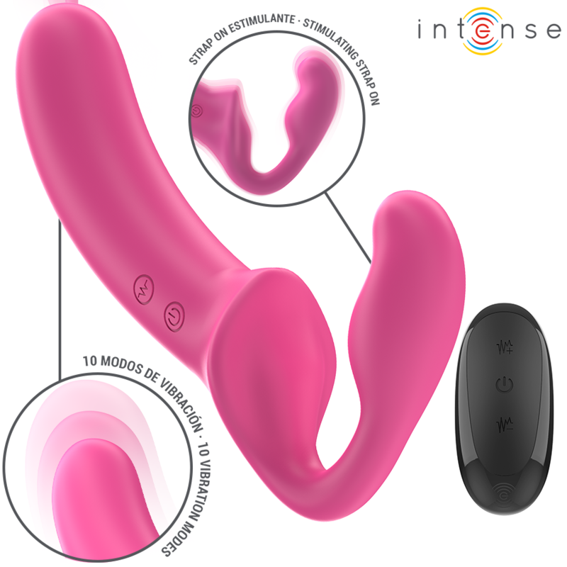 Vibratore Amy doppio 20 cm rosa telecomando di Intense, immagine 2