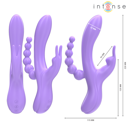 Vibratore Miko triplo coniglio & stimolatore & anale 7 vibrazioni viola di Intense, immagine 3