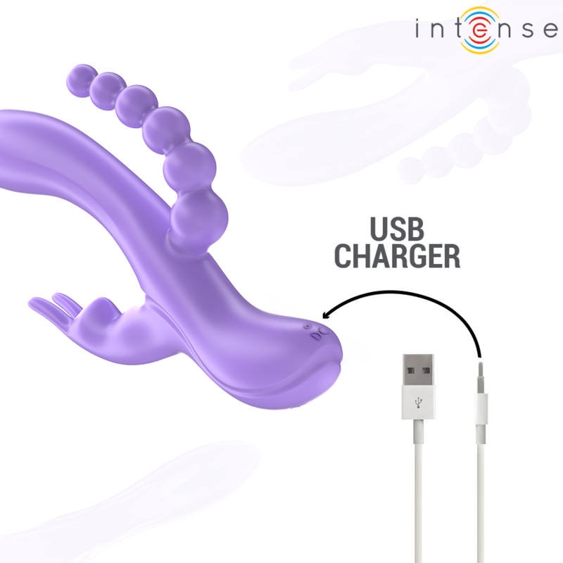 Vibratore Miko triplo coniglio & stimolatore & anale 7 vibrazioni viola di Intense, immagine 7