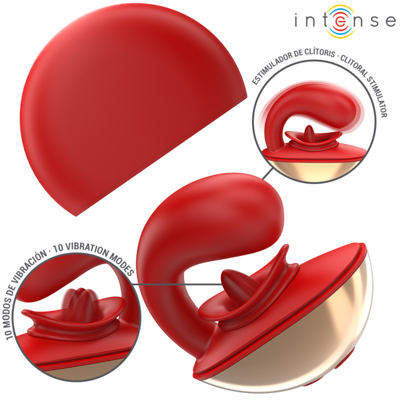 Vibratore e stimolatore Mariah a forma di u 10 vibrazioni rosso di Intense, immagine 2