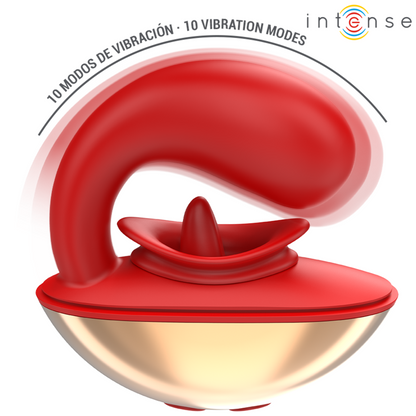 Vibratore e stimolatore Mariah a forma di u 10 vibrazioni rosso di Intense, immagine 4