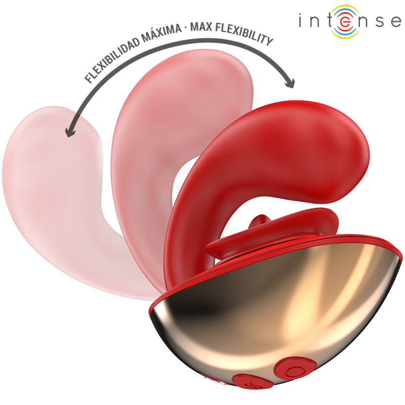 Vibratore e stimolatore Mariah a forma di u 10 vibrazioni rosso di Intense, immagine 3