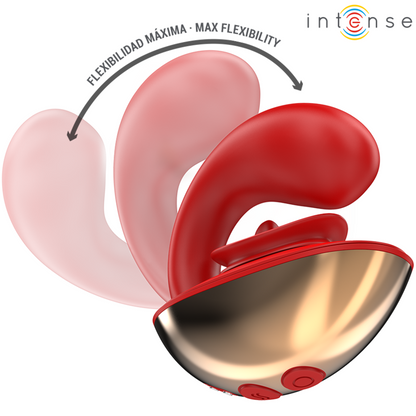 Vibratore e stimolatore Mariah a forma di u 10 vibrazioni rosso di Intense, immagine 3