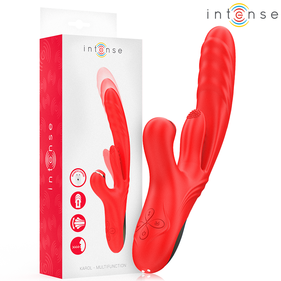 Vibratore Karol multifunzione spinta e stimolazione e onde stimolanti rosso di Intense