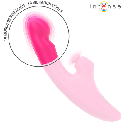 Vibratore Emi 13,5 cm multifunzione 3 in 1 10 vibrazioni rosa di Intense, immagine 5