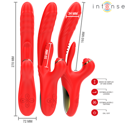 Vibratore multifunzione Rosalia 3 in 1 rosso di Intense, immagine 3
