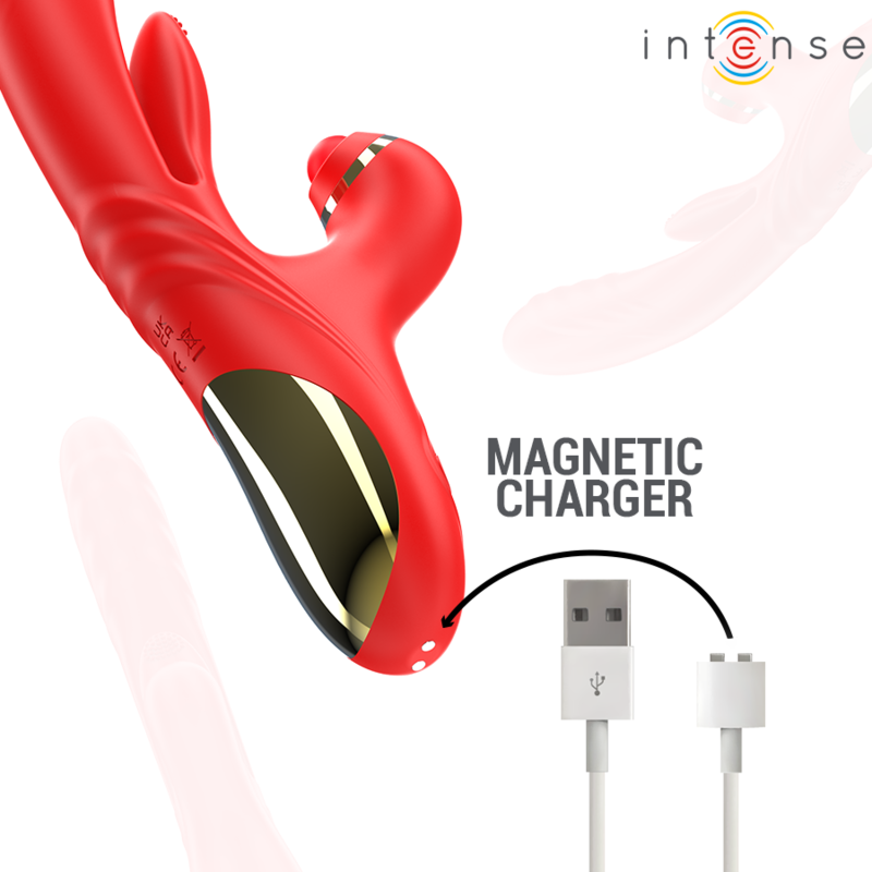 Vibratore multifunzione Rosalia 3 in 1 rosso di Intense, immagine 7