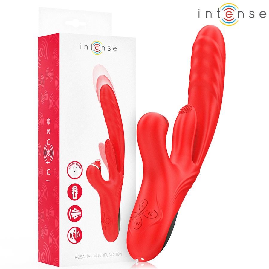 Vibratore multifunzione Rosalia 3 in 1 rosso di Intense