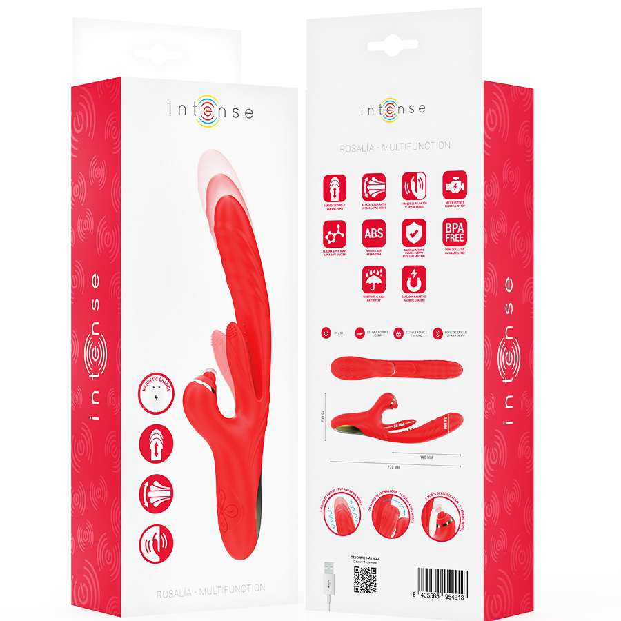 Vibratore multifunzione Rosalia 3 in 1 rosso di Intense, immagine 8