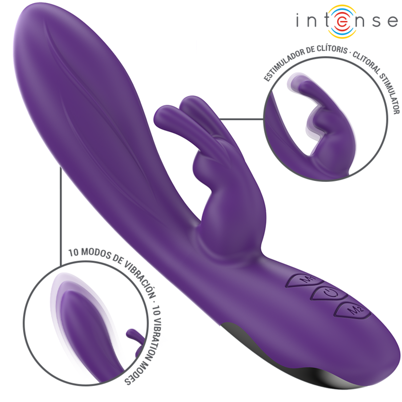 Vibratore Randall rabbit 10 vibrazioni viola di Intense, immagine 2