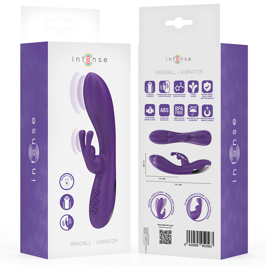 Vibratore Randall rabbit 10 vibrazioni viola di Intense, immagine 8