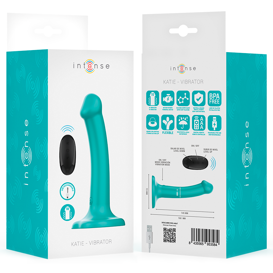 Vibratore con ventosa Katie 10 vibrazioni telecomando blu di Intense, immagine 8