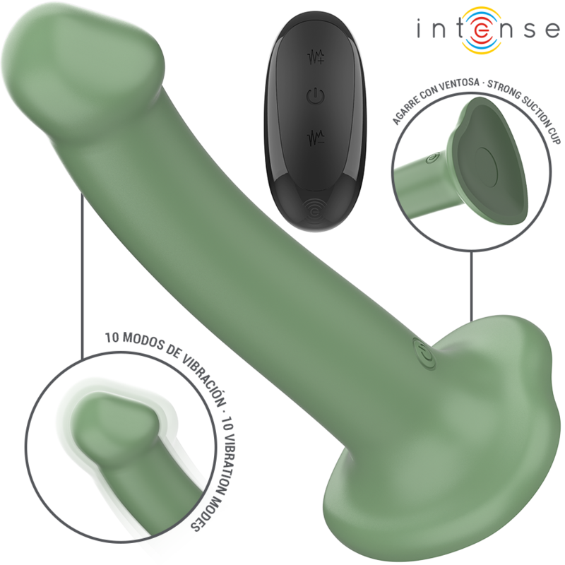 Vibratore Becca con ventosa 10 vibrazioni telecomando verde di Intense, immagine 2