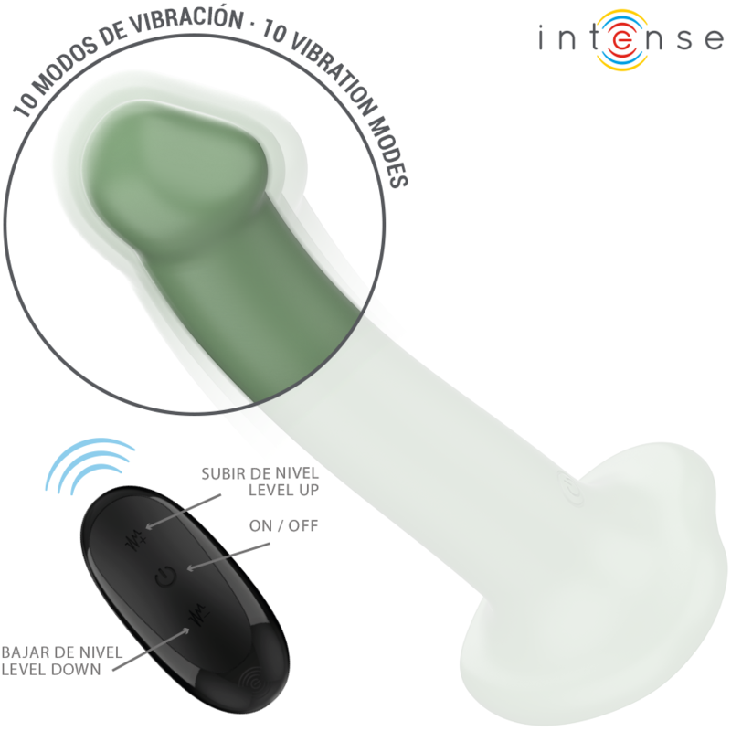Vibratore Becca con ventosa 10 vibrazioni telecomando verde di Intense, immagine 4
