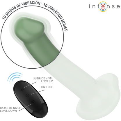 Vibratore Becca con ventosa 10 vibrazioni telecomando verde di Intense, immagine 4