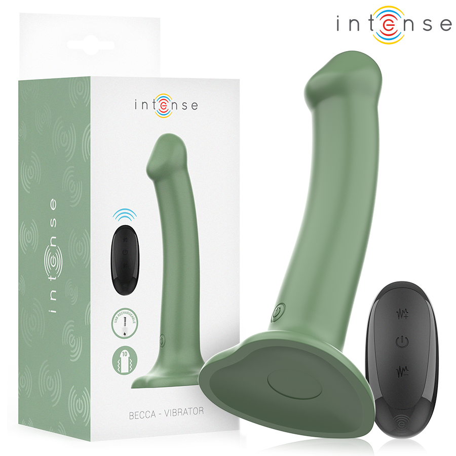 Vibratore Becca con ventosa 10 vibrazioni telecomando verde di Intense