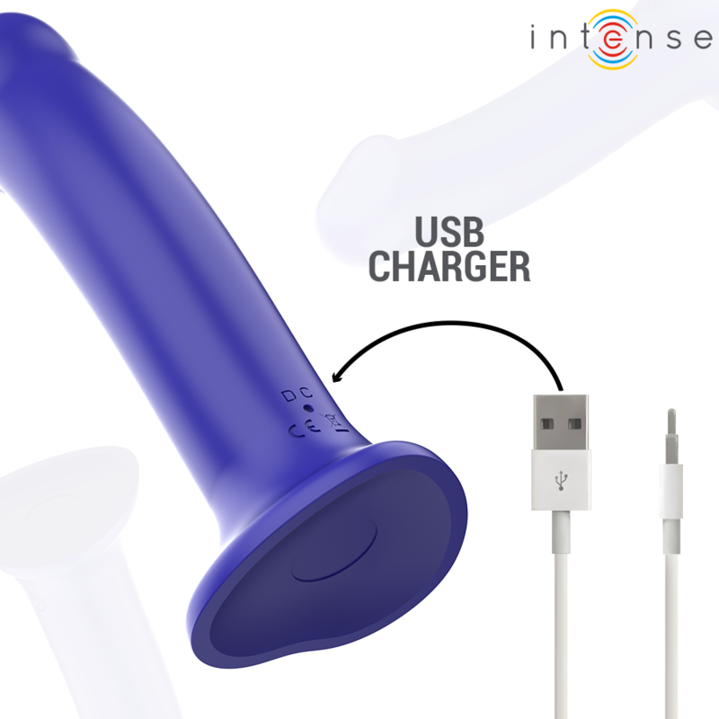 Vibratore victoria con ventosa 10 vibrazioni blu scuro telecomando di Intense, immagine 7