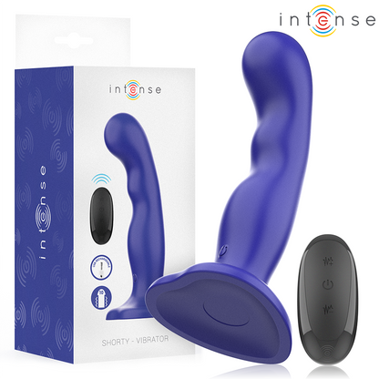 Vibratore Shorty con ventosa telecomando blu di Intense