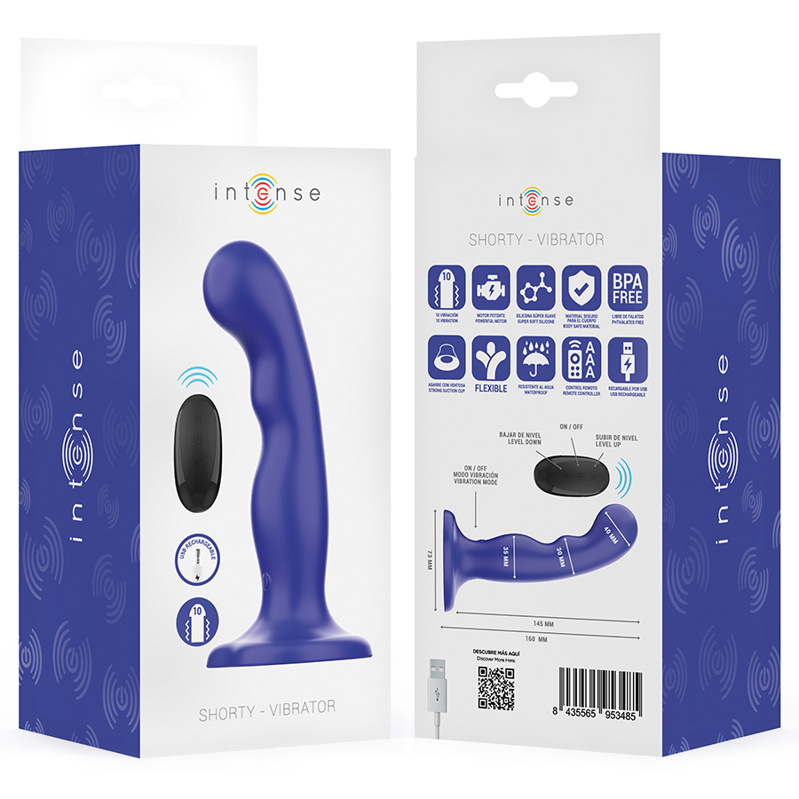 Vibratore Shorty con ventosa telecomando blu di Intense, immagine 8